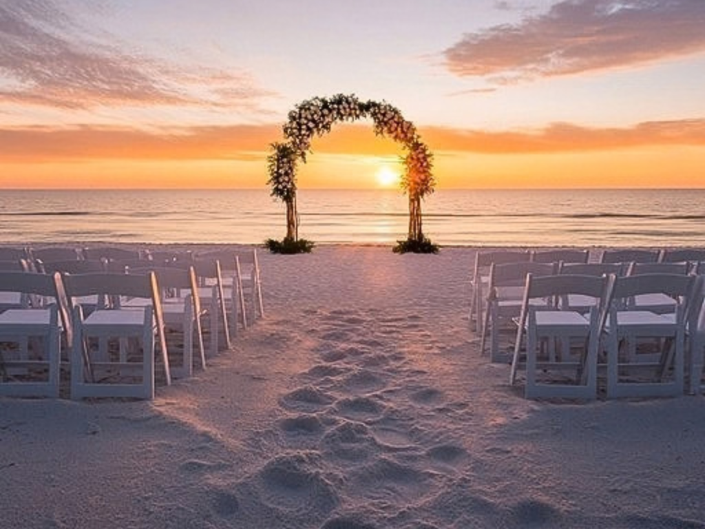 Beach wedding ceremony setting for a wedding officiant in Sarasota, Florida