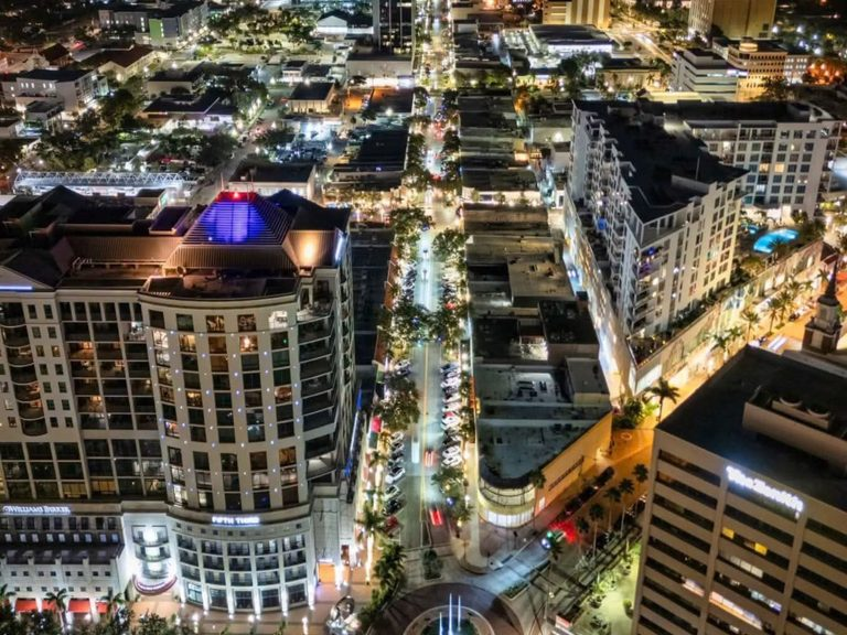 Downtwon Sarasota Florida skyline ant night